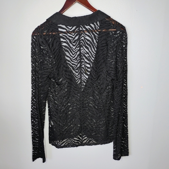 Spoiled Y2K Sheer Cardigan Womens Large Black Zebra Print Goth Lace - Picture 5 of 11